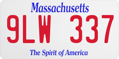 MA license plate 9LW337