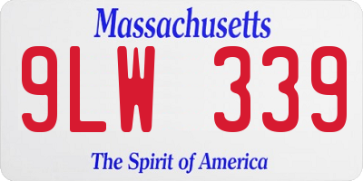 MA license plate 9LW339