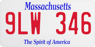 MA license plate 9LW346