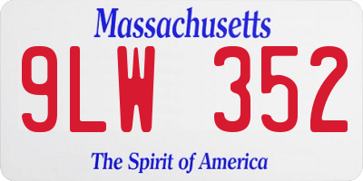 MA license plate 9LW352