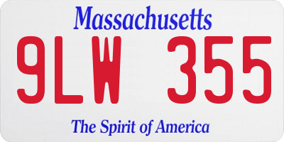 MA license plate 9LW355
