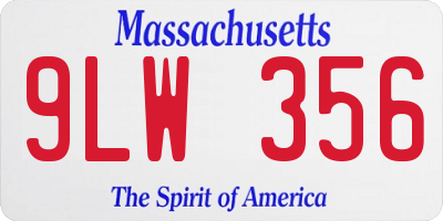 MA license plate 9LW356
