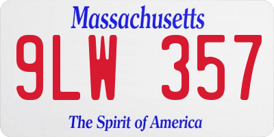 MA license plate 9LW357