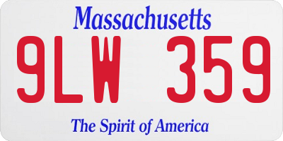 MA license plate 9LW359