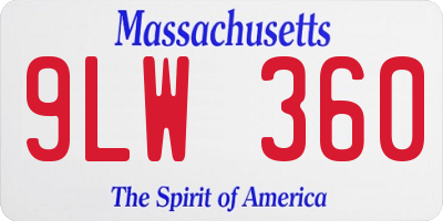 MA license plate 9LW360