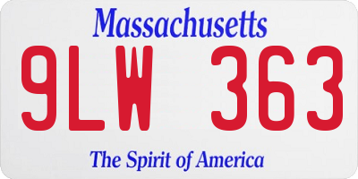 MA license plate 9LW363
