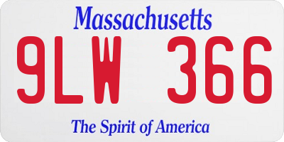 MA license plate 9LW366