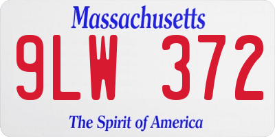 MA license plate 9LW372