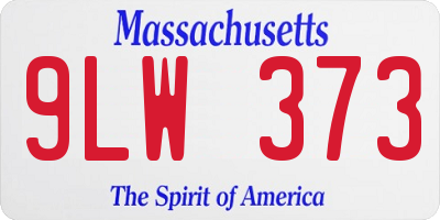 MA license plate 9LW373