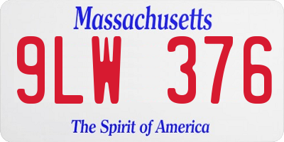 MA license plate 9LW376