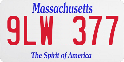 MA license plate 9LW377