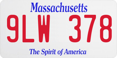 MA license plate 9LW378