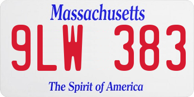 MA license plate 9LW383