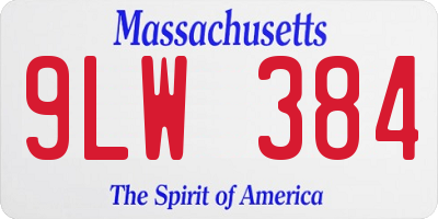 MA license plate 9LW384