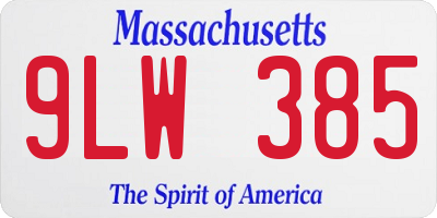 MA license plate 9LW385