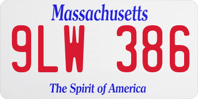 MA license plate 9LW386