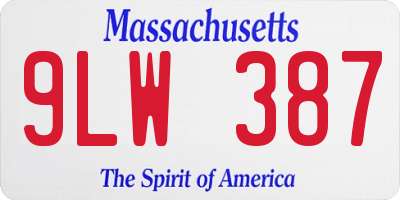 MA license plate 9LW387