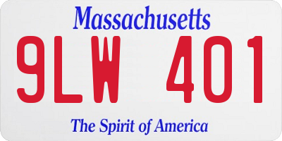 MA license plate 9LW401