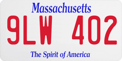 MA license plate 9LW402