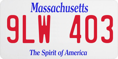 MA license plate 9LW403