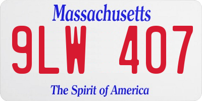 MA license plate 9LW407