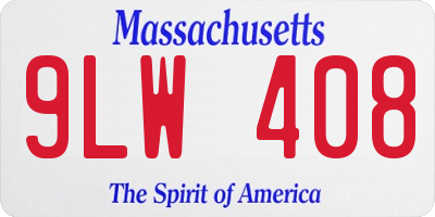 MA license plate 9LW408