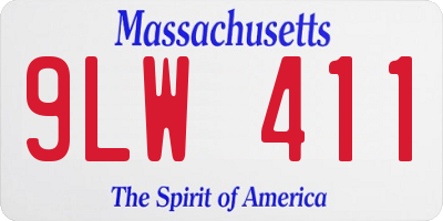 MA license plate 9LW411