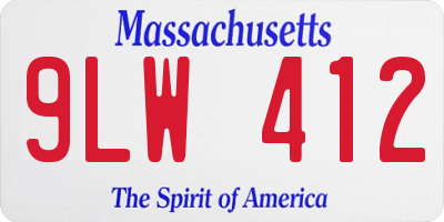 MA license plate 9LW412