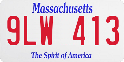 MA license plate 9LW413