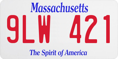 MA license plate 9LW421