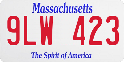 MA license plate 9LW423