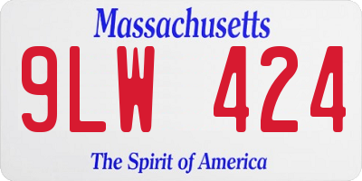 MA license plate 9LW424