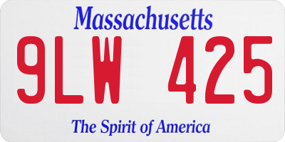 MA license plate 9LW425