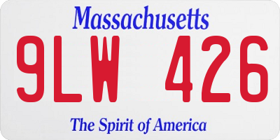 MA license plate 9LW426