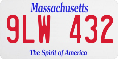 MA license plate 9LW432