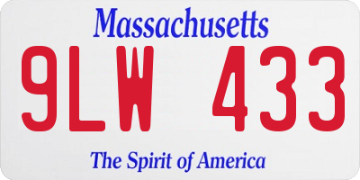 MA license plate 9LW433