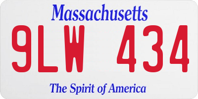 MA license plate 9LW434
