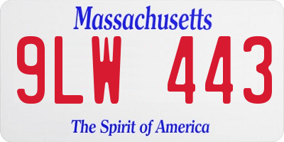 MA license plate 9LW443