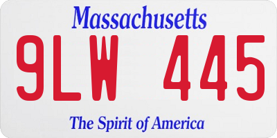 MA license plate 9LW445
