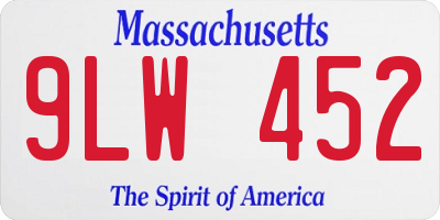 MA license plate 9LW452