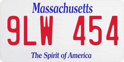MA license plate 9LW454