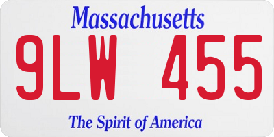 MA license plate 9LW455