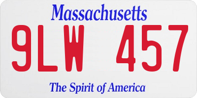 MA license plate 9LW457