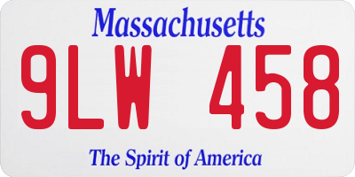 MA license plate 9LW458