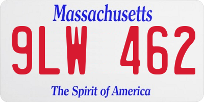 MA license plate 9LW462