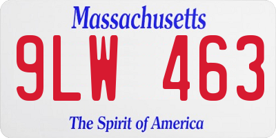 MA license plate 9LW463