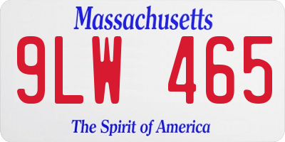 MA license plate 9LW465