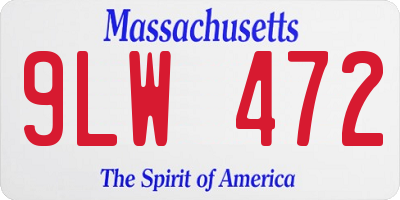 MA license plate 9LW472