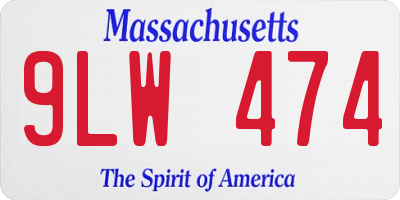 MA license plate 9LW474