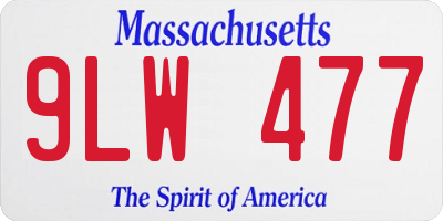 MA license plate 9LW477